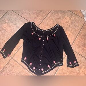 Betsey Johnson New York vintage y2k sequin beaded embroidered cardigan medium